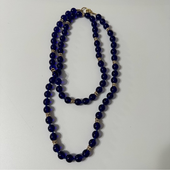 Vintage Murano glass necklace with handmade blue and golden - Picture 9 of 10